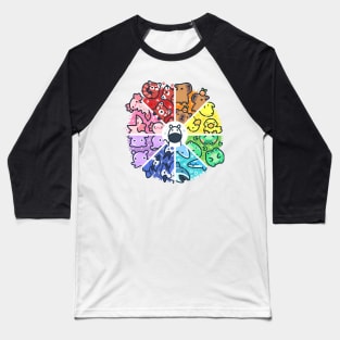 Cute Animal Color Wheel -Red Pandas, Axolotls, Frogs, & More!. Baseball T-Shirt